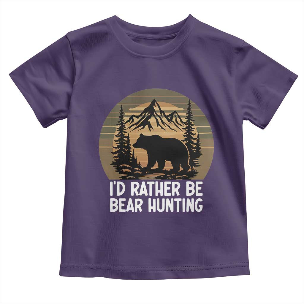 Id Rather Be Bear Hunting Toddler T Shirt Retro Sunset Hunter Gift - Wonder Print Shop