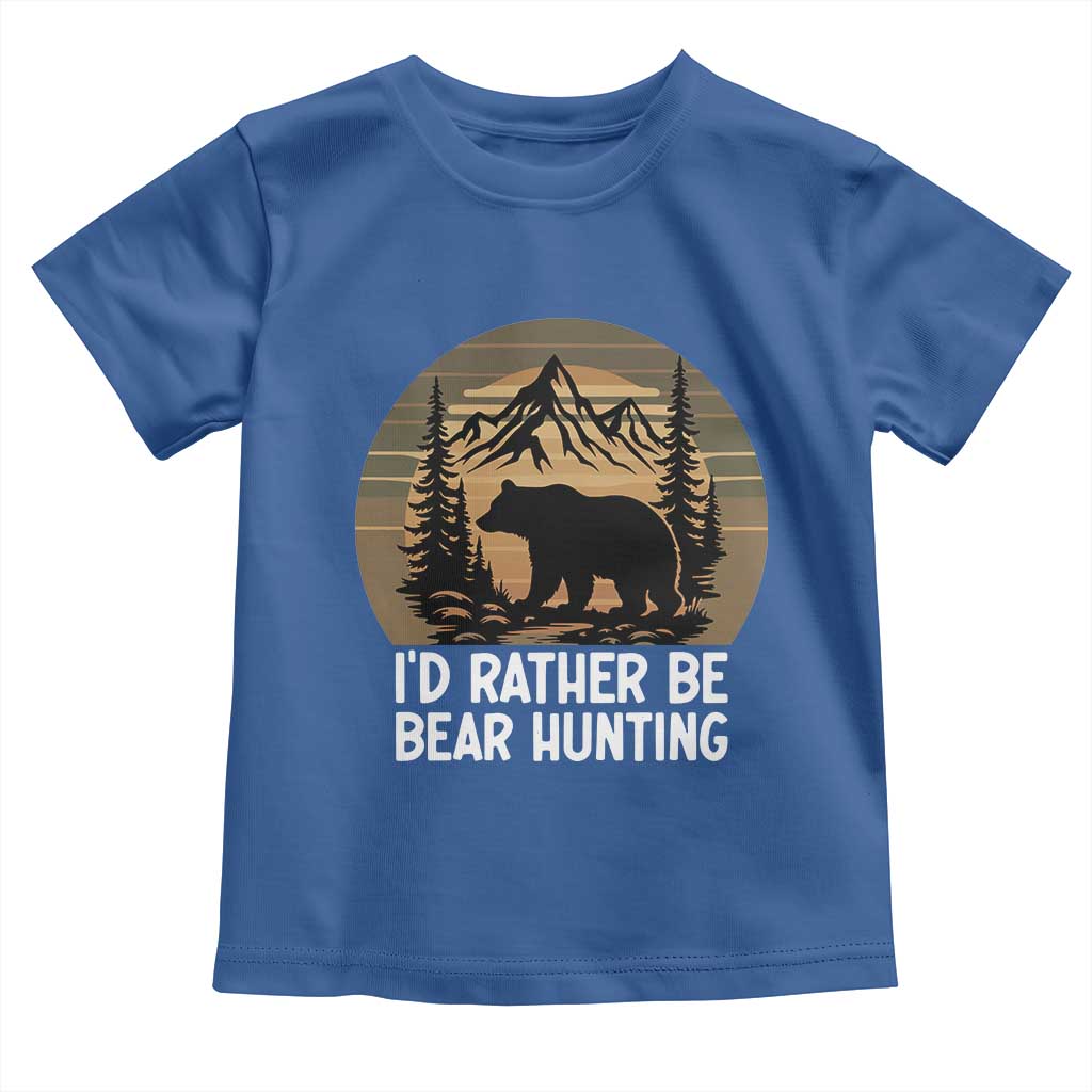 Id Rather Be Bear Hunting Toddler T Shirt Retro Sunset Hunter Gift - Wonder Print Shop