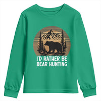 Id Rather Be Bear Hunting Youth Sweatshirt Retro Sunset Hunter Gift - Wonder Print Shop