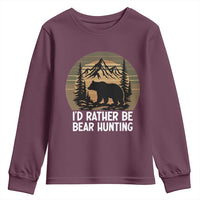 Id Rather Be Bear Hunting Youth Sweatshirt Retro Sunset Hunter Gift - Wonder Print Shop