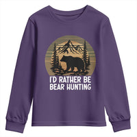 Id Rather Be Bear Hunting Youth Sweatshirt Retro Sunset Hunter Gift - Wonder Print Shop