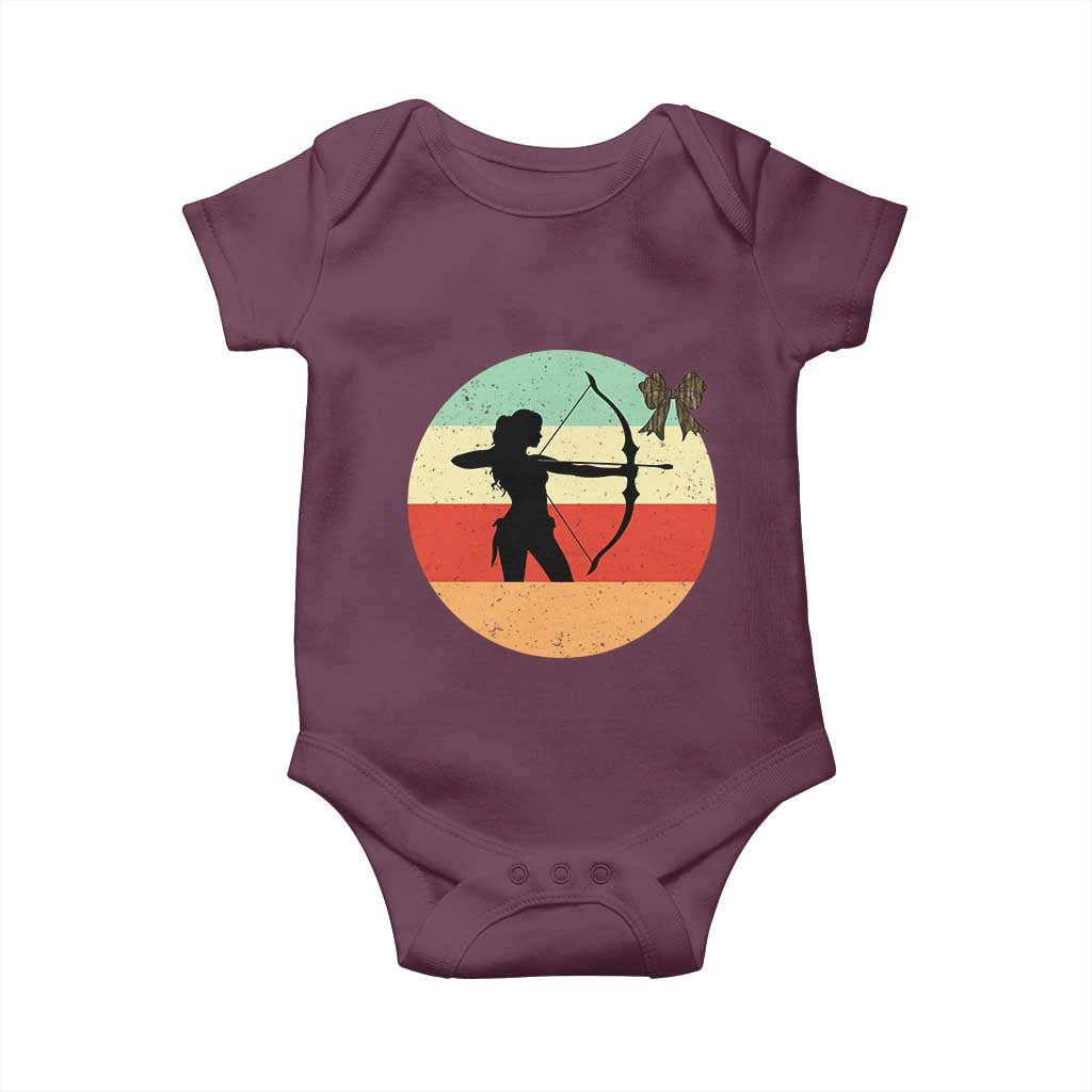 Retro Sunset Hunter Gift Baby Onesie Women Bow Hunters - Wonder Print Shop