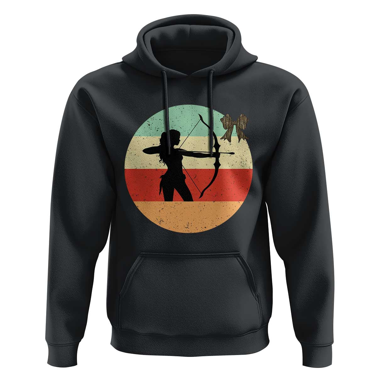 Retro Sunset Hunter Gift Hoodie Women Bow Hunters - Wonder Print Shop