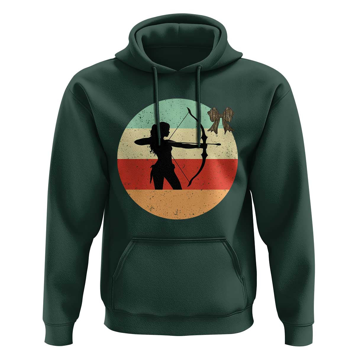 Retro Sunset Hunter Gift Hoodie Women Bow Hunters - Wonder Print Shop
