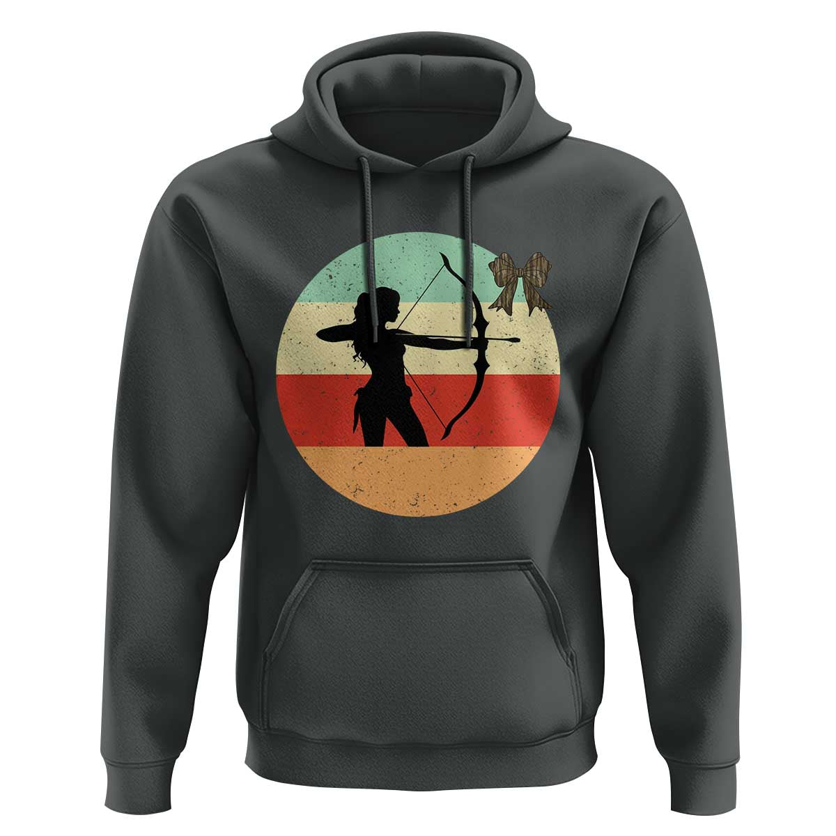 Retro Sunset Hunter Gift Hoodie Women Bow Hunters - Wonder Print Shop