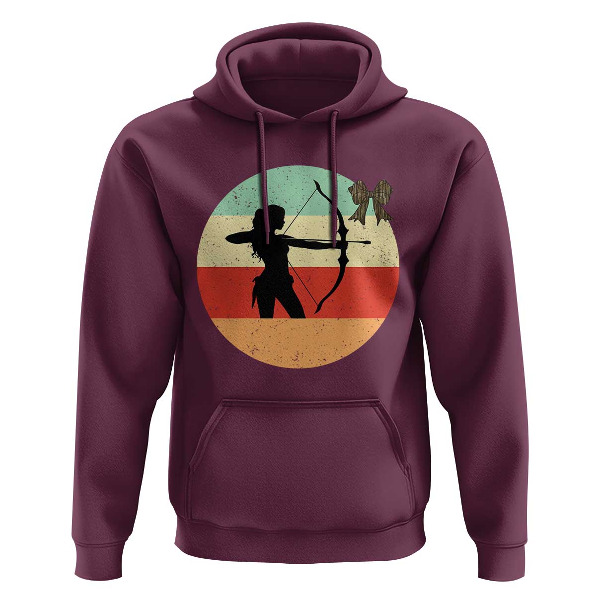 Retro Sunset Hunter Gift Hoodie Women Bow Hunters - Wonder Print Shop
