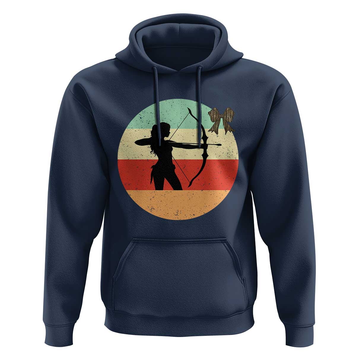 Retro Sunset Hunter Gift Hoodie Women Bow Hunters - Wonder Print Shop