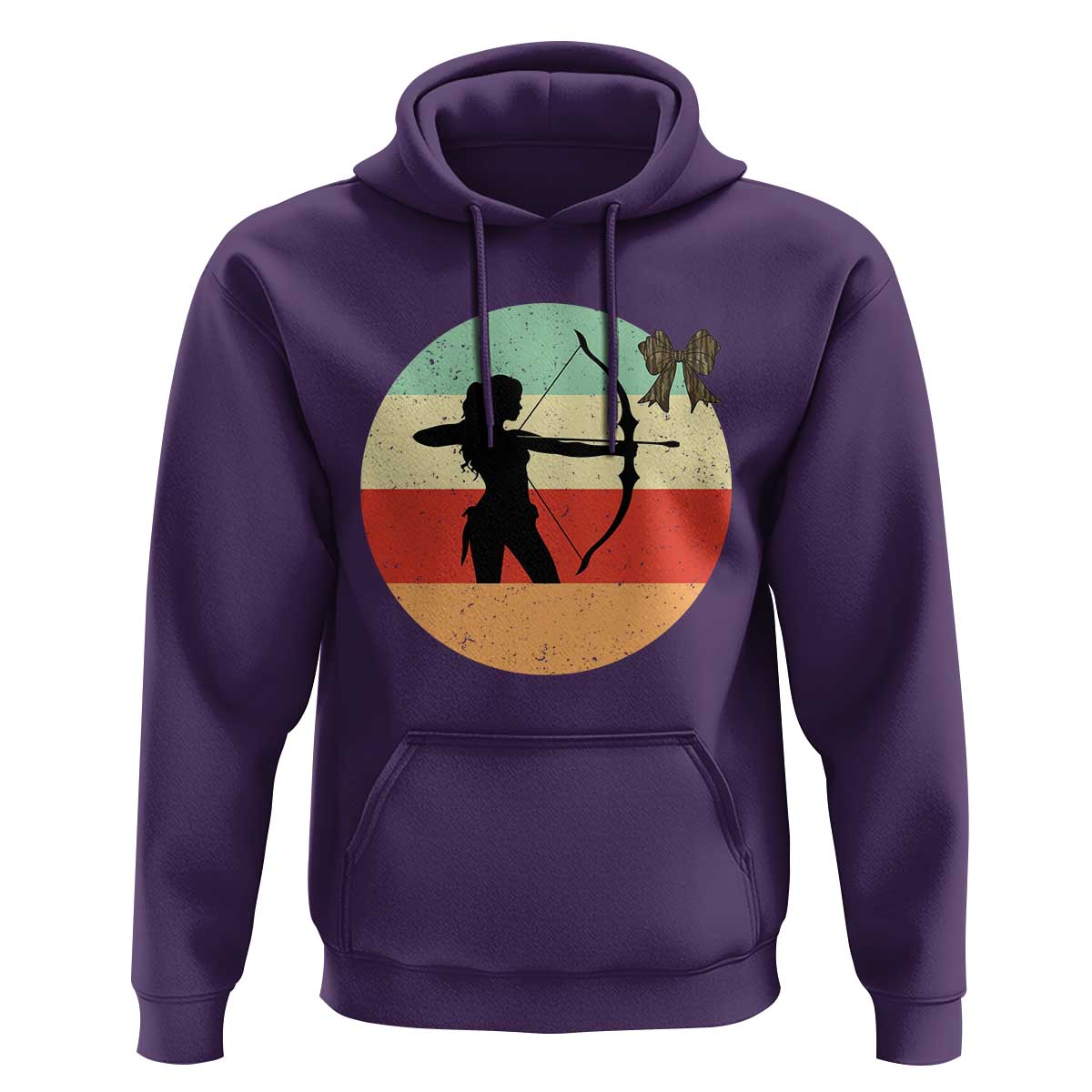 Retro Sunset Hunter Gift Hoodie Women Bow Hunters - Wonder Print Shop