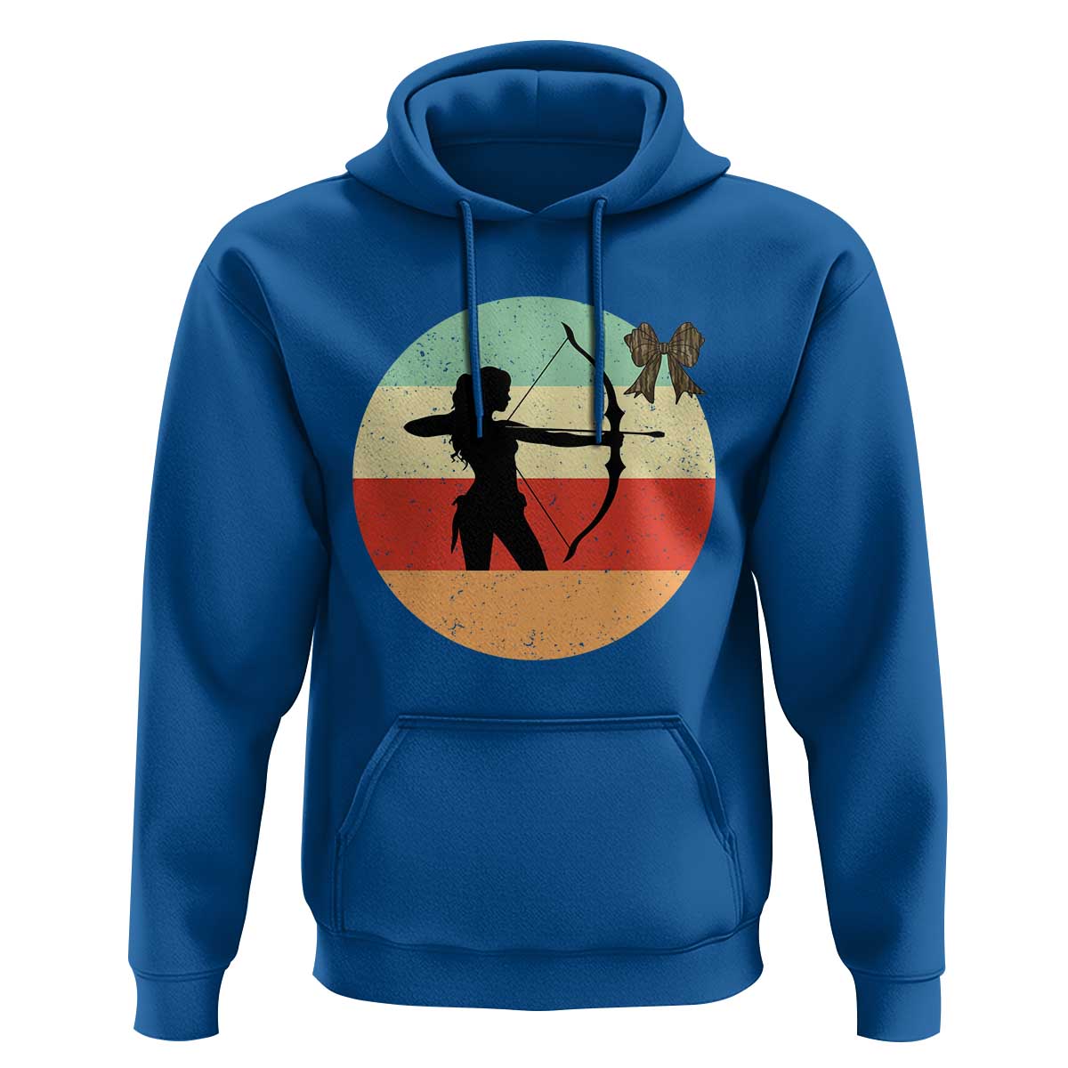 Retro Sunset Hunter Gift Hoodie Women Bow Hunters - Wonder Print Shop