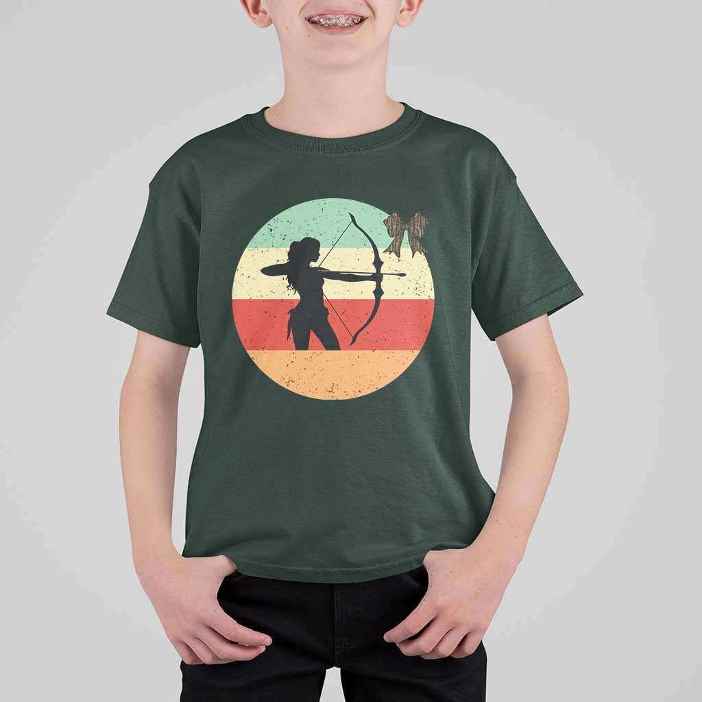 Retro Sunset Hunter Gift T Shirt For Kid Women Bow Hunters - Wonder Print Shop