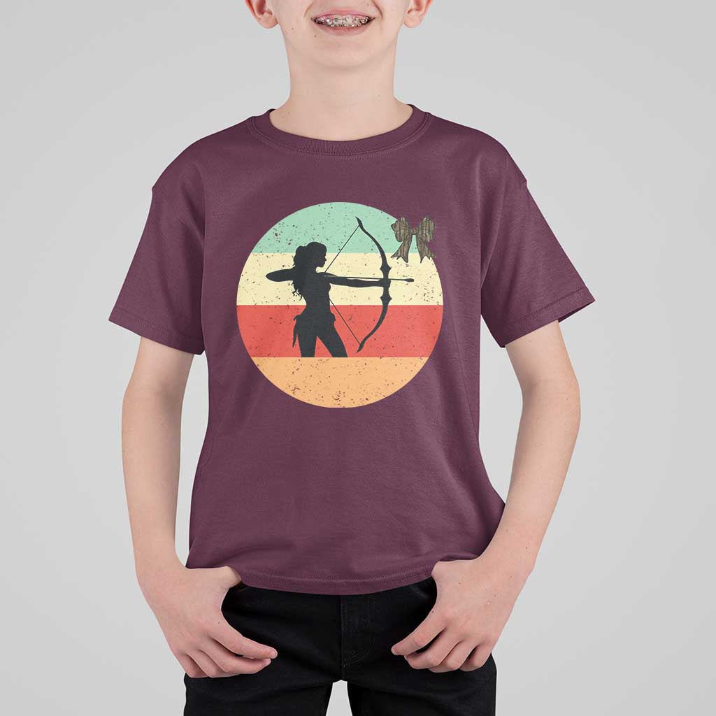 Retro Sunset Hunter Gift T Shirt For Kid Women Bow Hunters - Wonder Print Shop