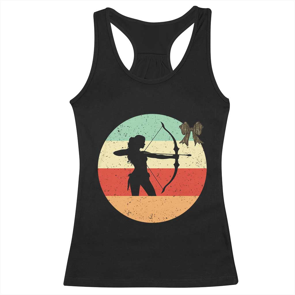 Retro Sunset Hunter Gift Racerback Tank Top Women Bow Hunters - Wonder Print Shop