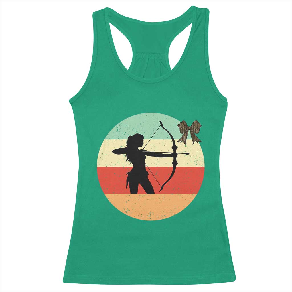 Retro Sunset Hunter Gift Racerback Tank Top Women Bow Hunters - Wonder Print Shop
