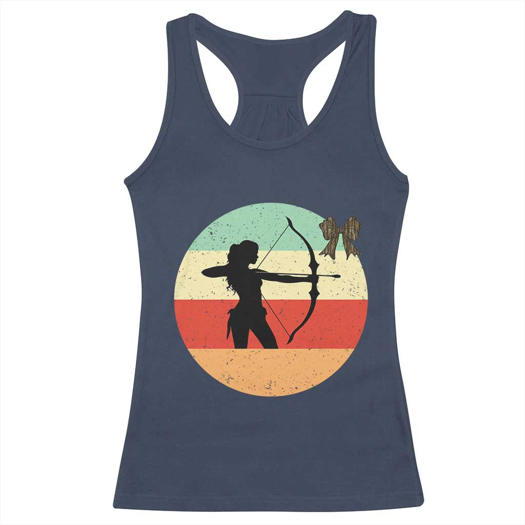 Retro Sunset Hunter Gift Racerback Tank Top Women Bow Hunters - Wonder Print Shop