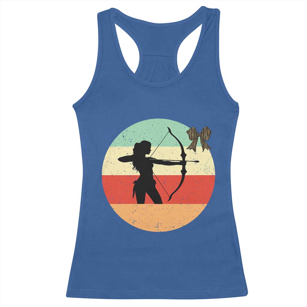 Retro Sunset Hunter Gift Racerback Tank Top Women Bow Hunters - Wonder Print Shop