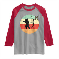 Retro Sunset Hunter Gift Raglan Shirt Women Bow Hunters - Wonder Print Shop