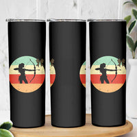 Retro Sunset Hunter Gift Skinny Tumbler Women Bow Hunters - Wonder Print Shop