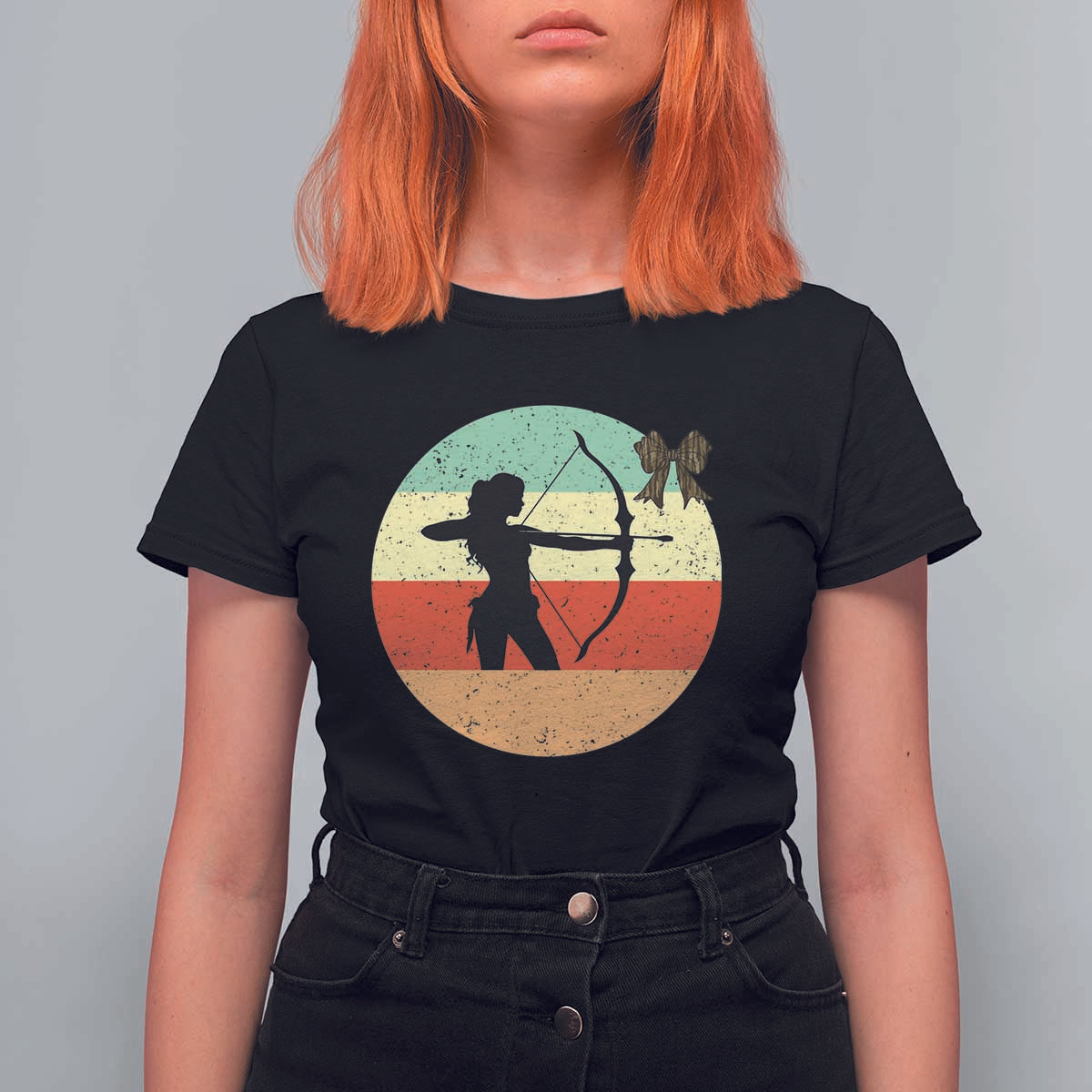 Retro Sunset Hunter Gift T Shirt For Women Women Bow Hunters - Wonder Print Shop