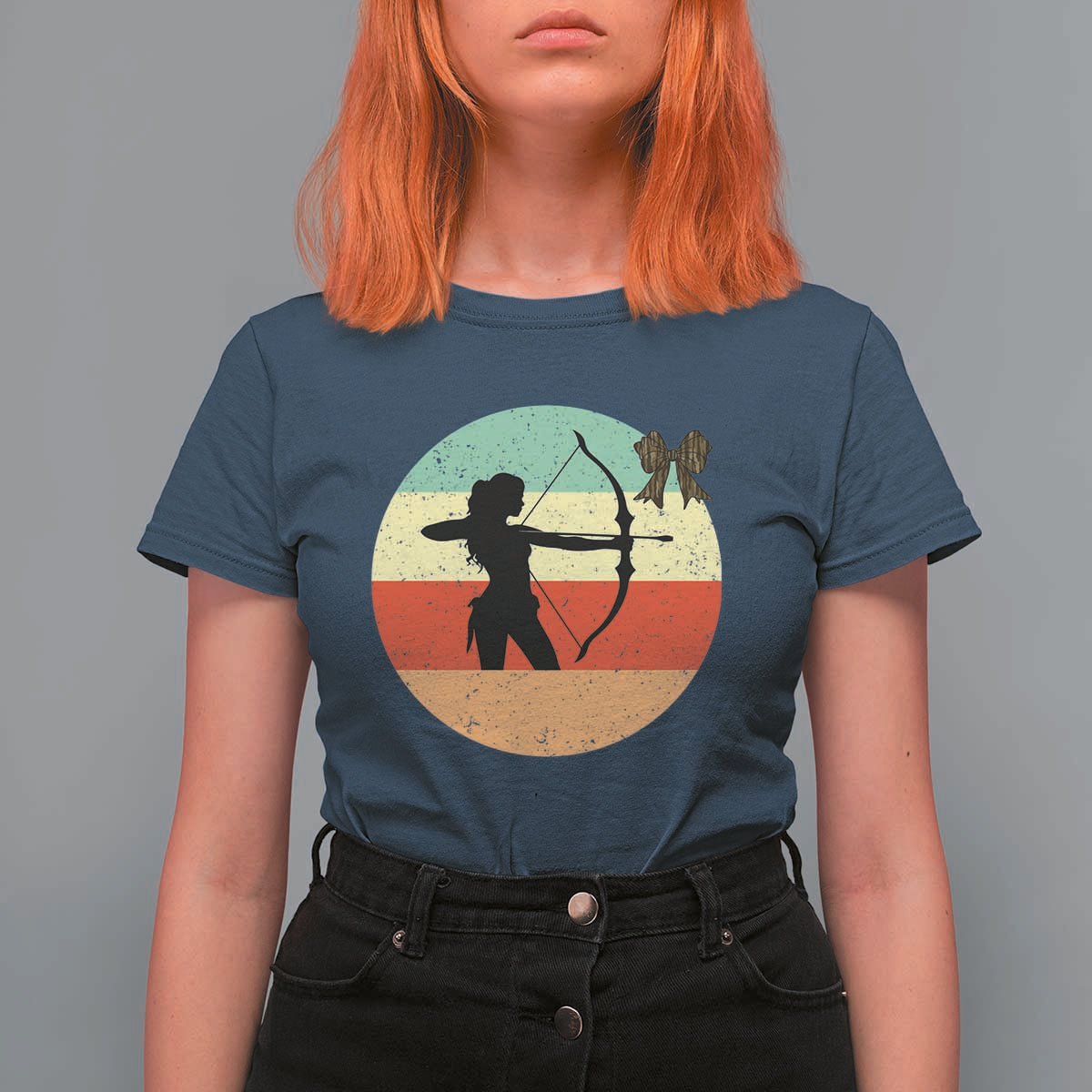 Retro Sunset Hunter Gift T Shirt For Women Women Bow Hunters - Wonder Print Shop