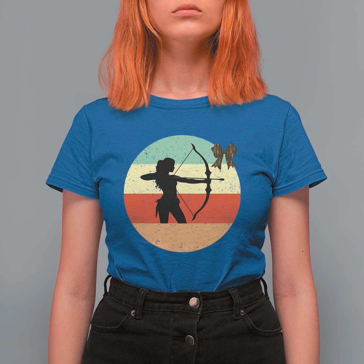 Retro Sunset Hunter Gift T Shirt For Women Women Bow Hunters - Wonder Print Shop