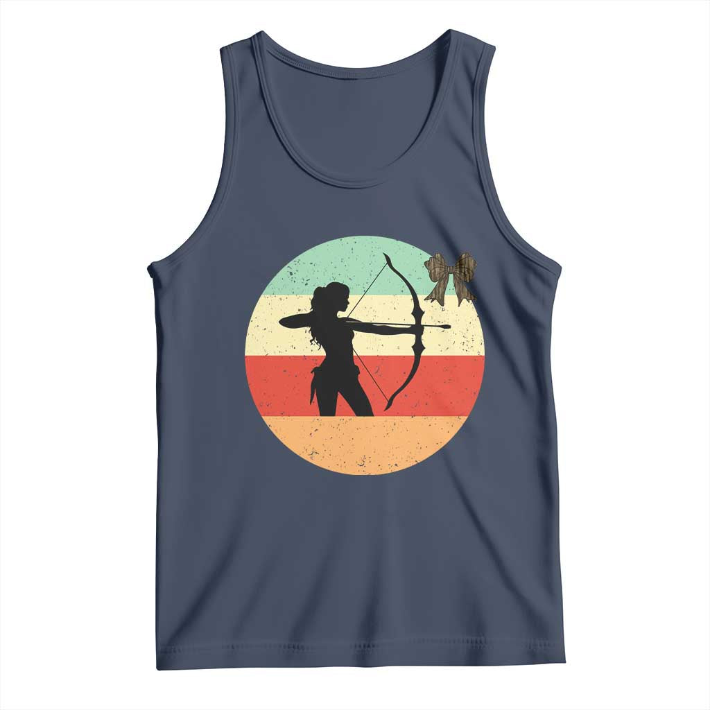 Retro Sunset Hunter Gift Tank Top Women Bow Hunters - Wonder Print Shop