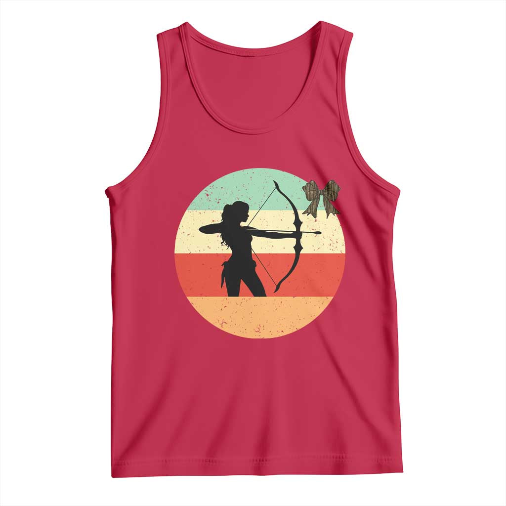 Retro Sunset Hunter Gift Tank Top Women Bow Hunters - Wonder Print Shop