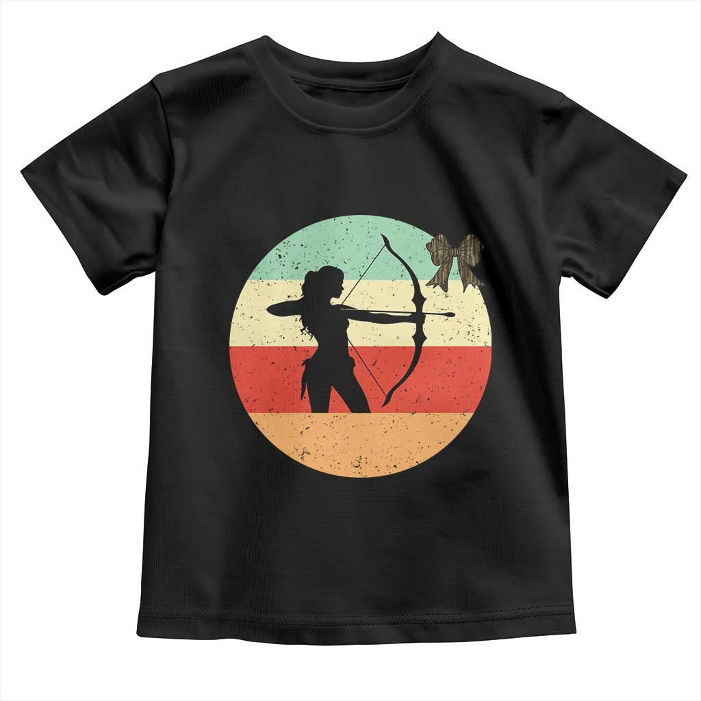 Retro Sunset Hunter Gift Toddler T Shirt Women Bow Hunters - Wonder Print Shop