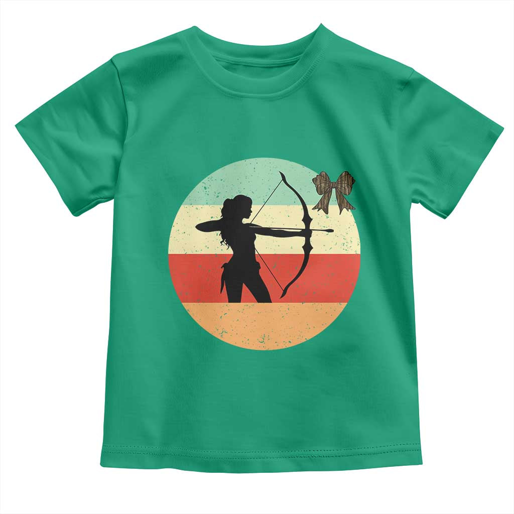 Retro Sunset Hunter Gift Toddler T Shirt Women Bow Hunters - Wonder Print Shop