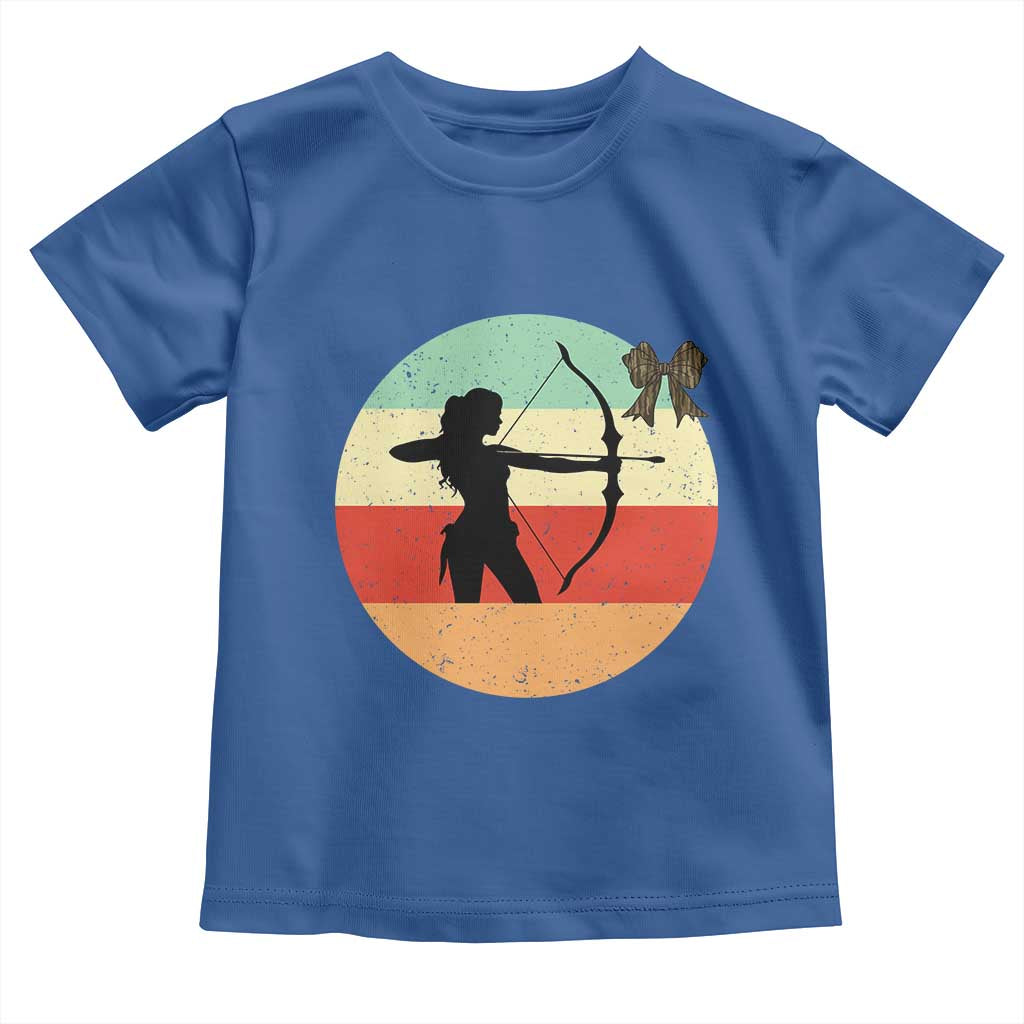 Retro Sunset Hunter Gift Toddler T Shirt Women Bow Hunters - Wonder Print Shop
