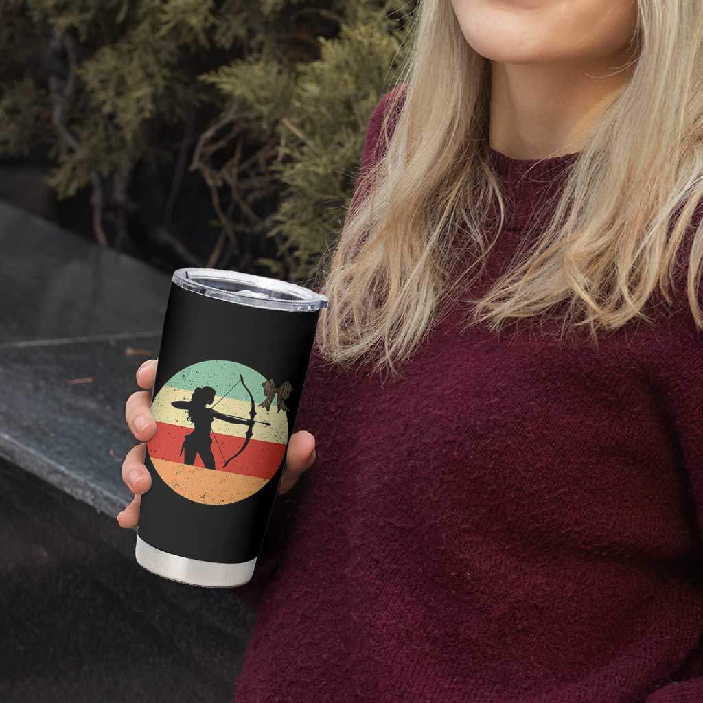 Retro Sunset Hunter Gift Tumbler Cup Women Bow Hunters - Wonder Print Shop
