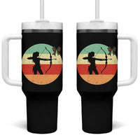 Retro Sunset Hunter Gift Tumbler With Handle Women Bow Hunters - Wonder Print Shop