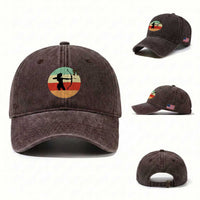 Retro Sunset Hunter Gift Washed Cotton Baseball Cap Women Bow Hunters