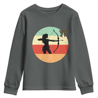 Retro Sunset Hunter Gift Youth Sweatshirt Women Bow Hunters - Wonder Print Shop