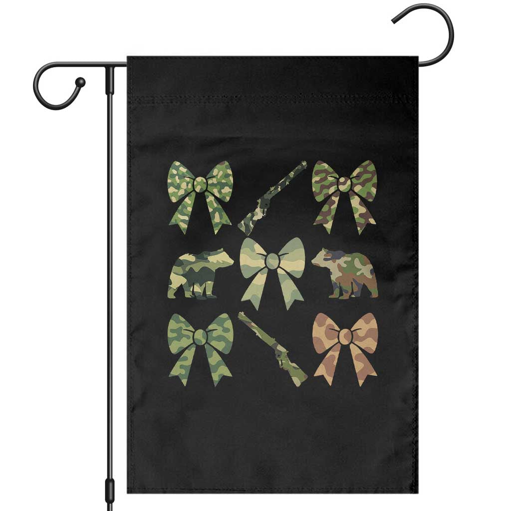 Women Bear Hunting Season Garden Flag Camo Bow Coquette Gift - Wonder Print Shop