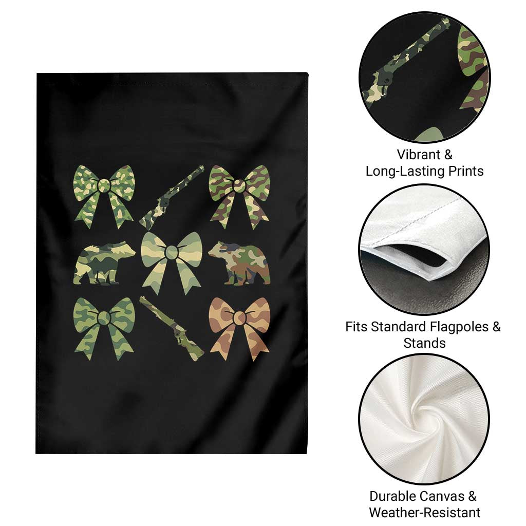 Women Bear Hunting Season Garden Flag Camo Bow Coquette Gift - Wonder Print Shop