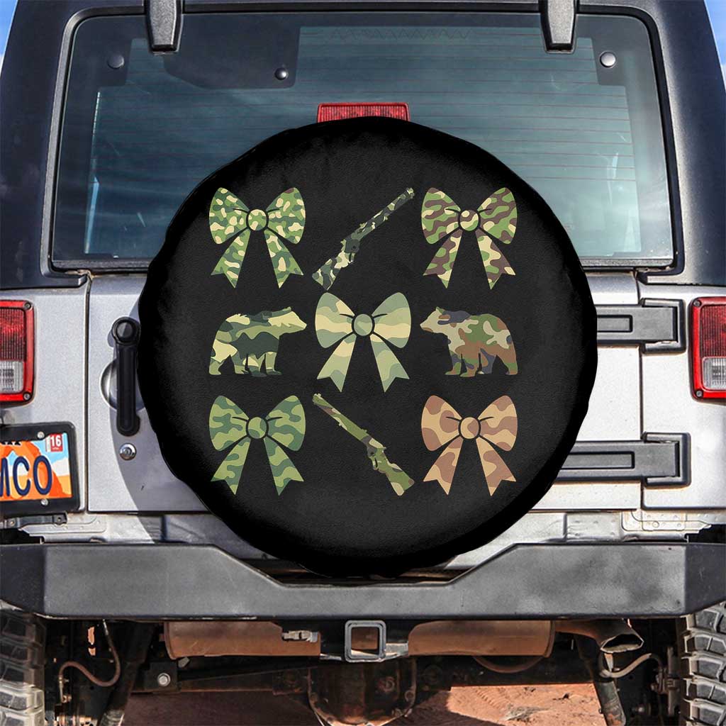 Women Bear Hunting Season Spare Tire Cover Camo Bow Coquette Gift - Wonder Print Shop