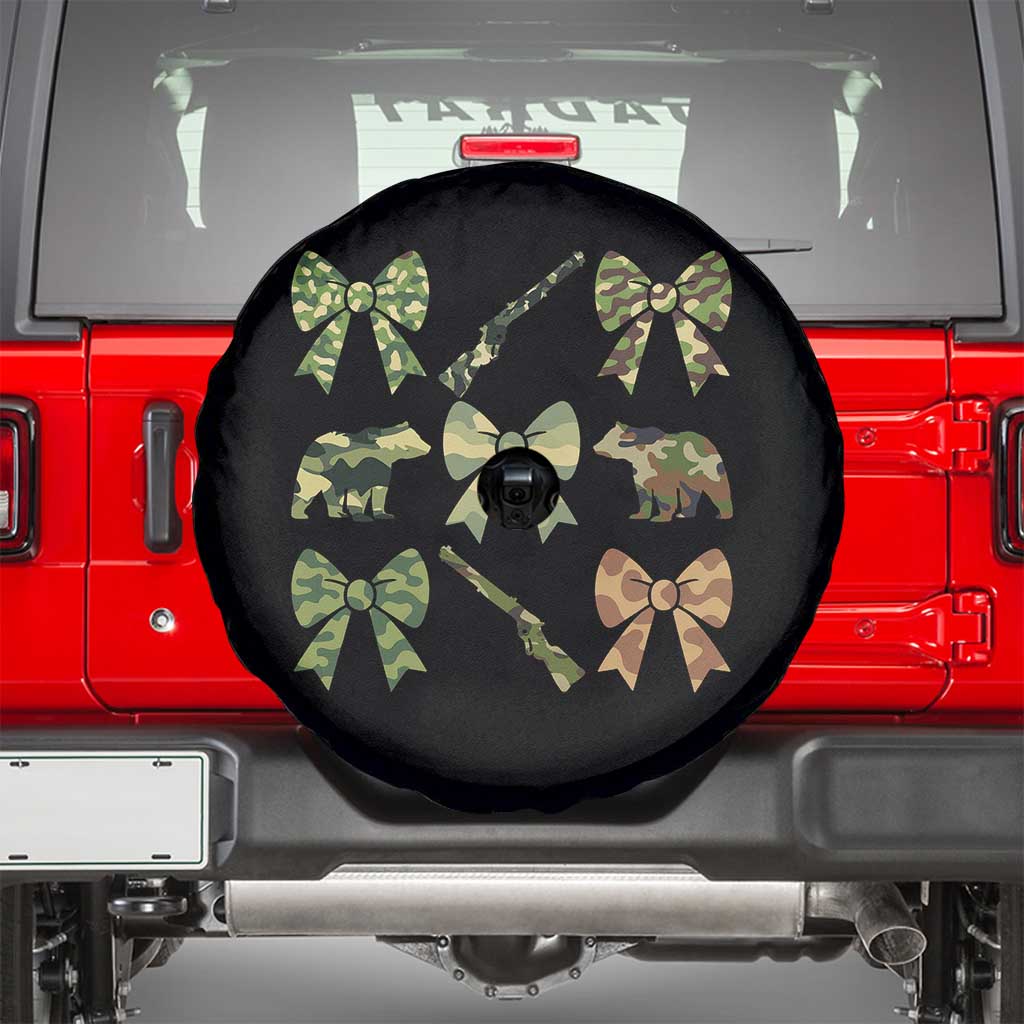 Women Bear Hunting Season Spare Tire Cover Camo Bow Coquette Gift - Wonder Print Shop