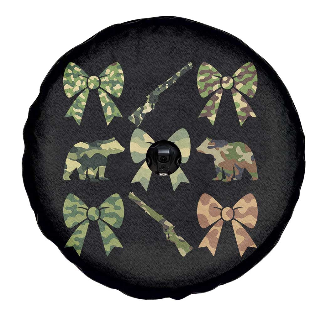 Women Bear Hunting Season Spare Tire Cover Camo Bow Coquette Gift - Wonder Print Shop