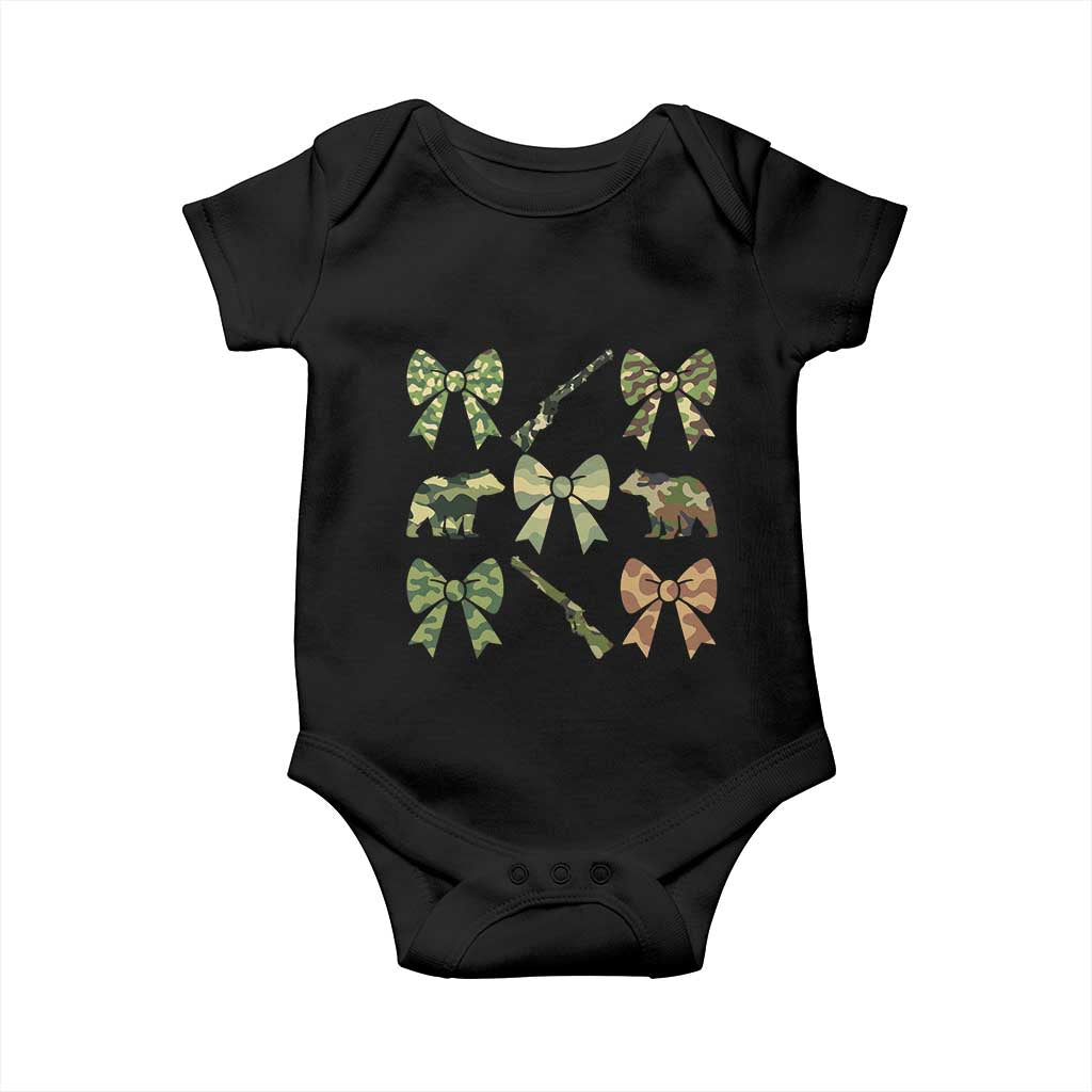 Women Bear Hunting Season Baby Onesie Camo Bow Coquette Gift - Wonder Print Shop