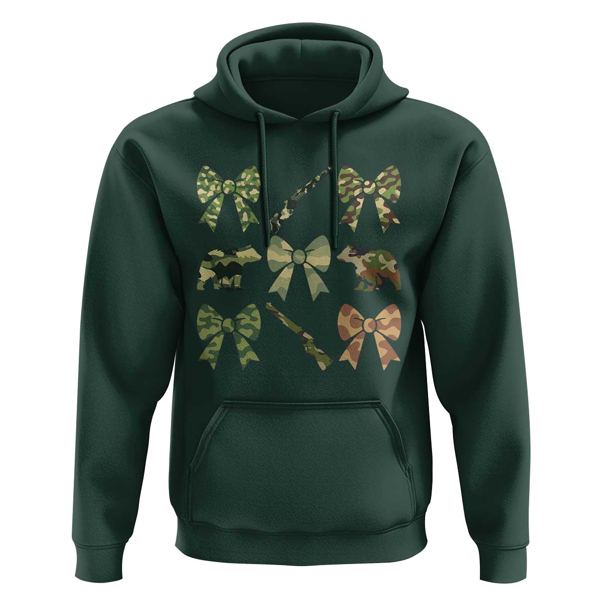 Women Bear Hunting Season Hoodie Camo Bow Coquette Gift - Wonder Print Shop