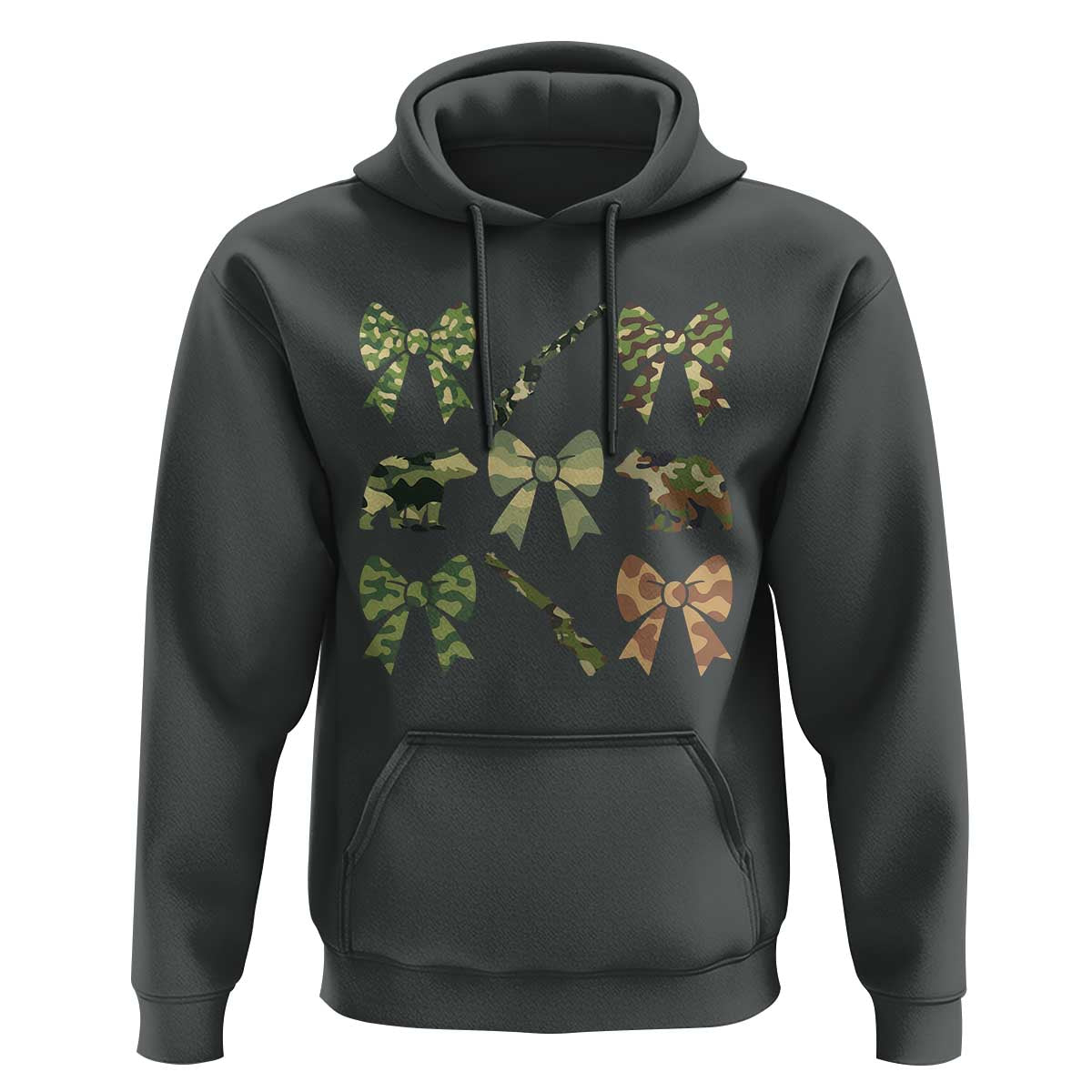 Women Bear Hunting Season Hoodie Camo Bow Coquette Gift - Wonder Print Shop