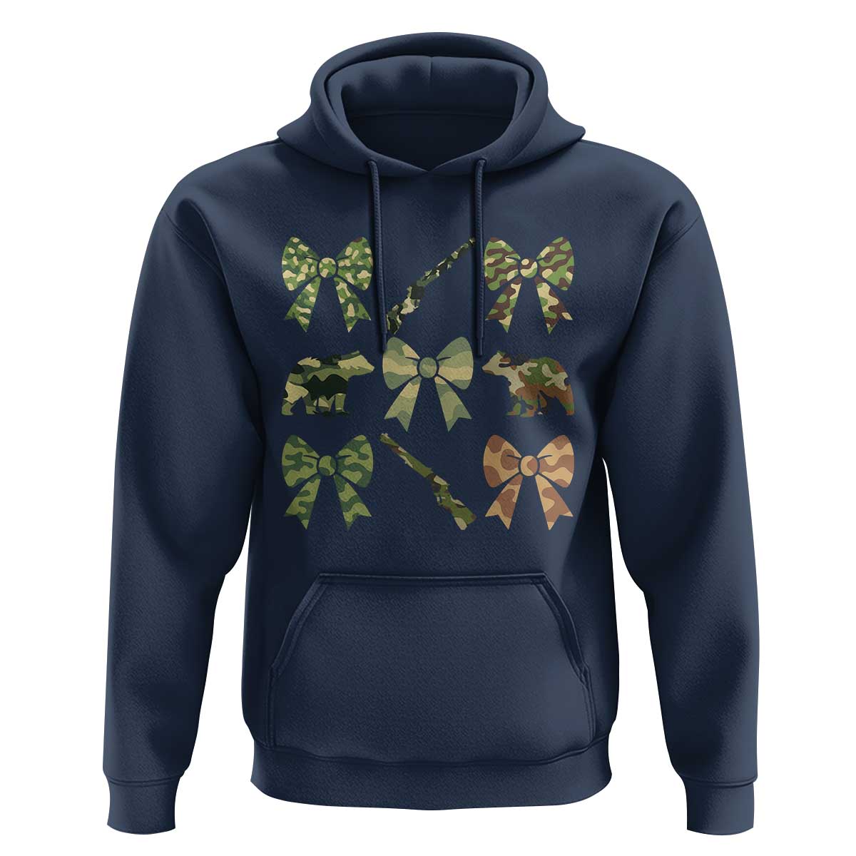 Women Bear Hunting Season Hoodie Camo Bow Coquette Gift - Wonder Print Shop