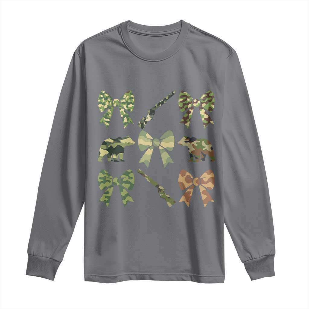 Women Bear Hunting Season Long Sleeve Shirt Camo Bow Coquette Gift - Wonder Print Shop