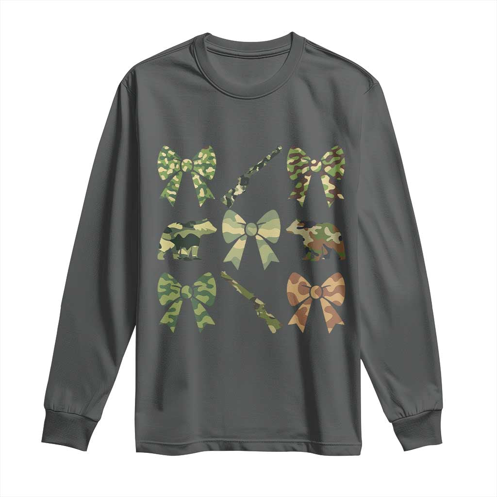 Women Bear Hunting Season Long Sleeve Shirt Camo Bow Coquette Gift - Wonder Print Shop