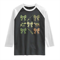 Women Bear Hunting Season Raglan Shirt Camo Bow Coquette Gift - Wonder Print Shop