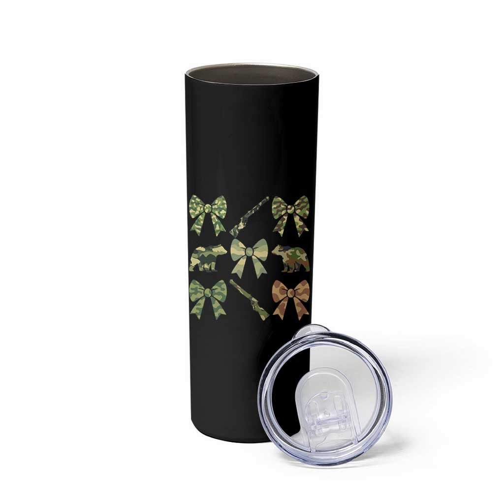 Women Bear Hunting Season Skinny Tumbler Camo Bow Coquette Gift - Wonder Print Shop