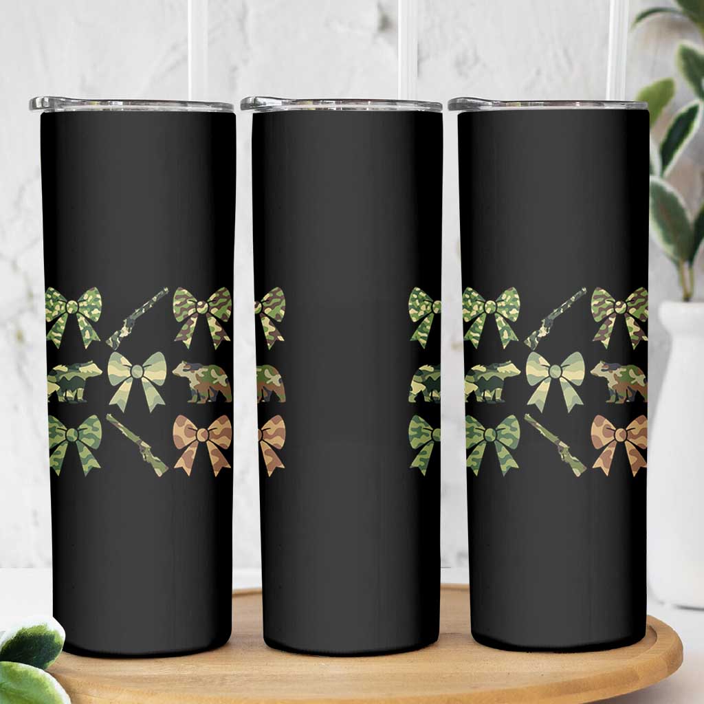 Women Bear Hunting Season Skinny Tumbler Camo Bow Coquette Gift - Wonder Print Shop