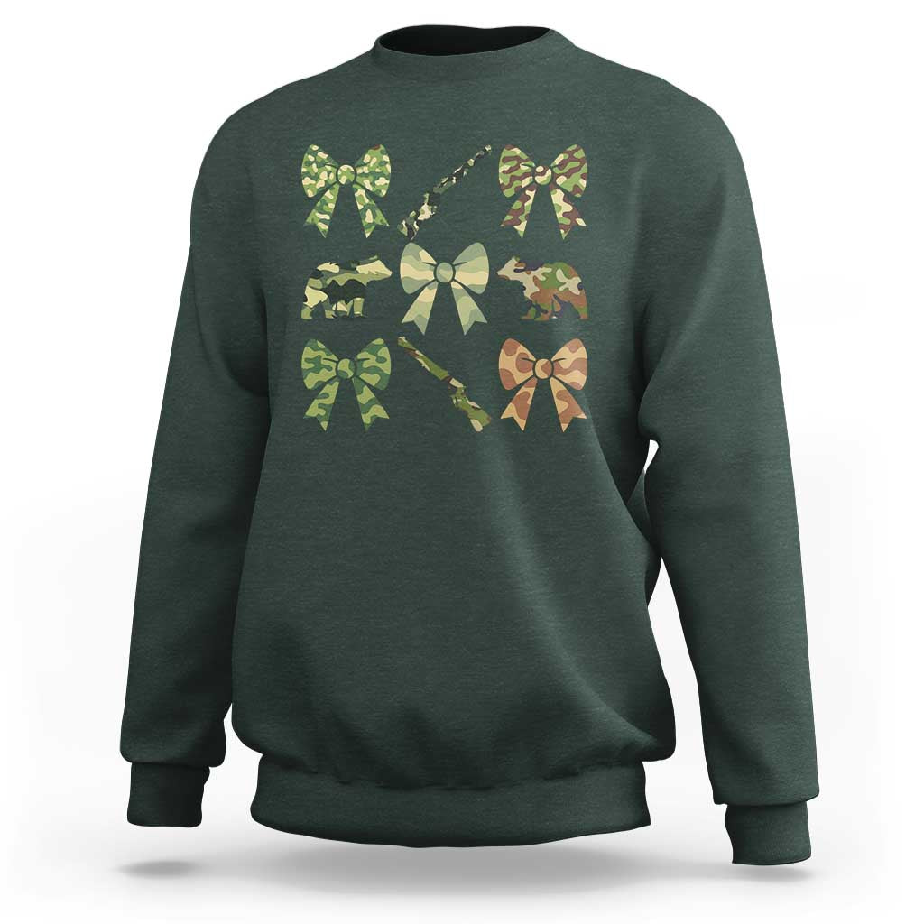 Women Bear Hunting Season Sweatshirt Camo Bow Coquette Gift - Wonder Print Shop