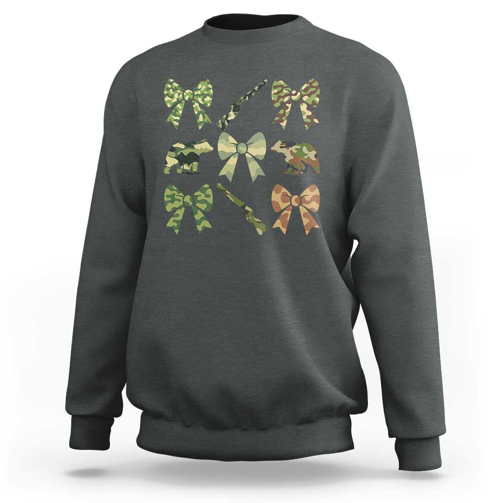 Women Bear Hunting Season Sweatshirt Camo Bow Coquette Gift - Wonder Print Shop