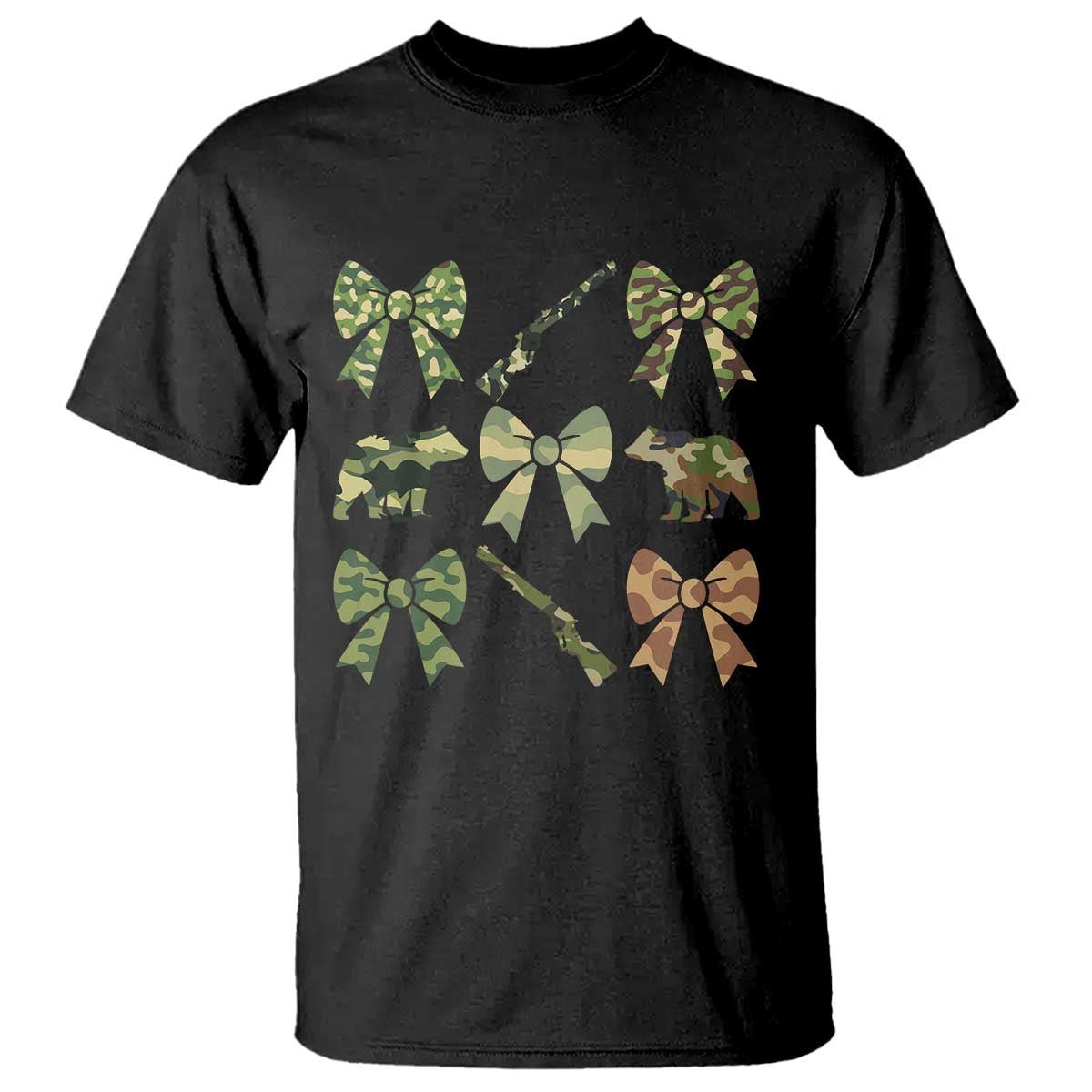 Women Bear Hunting Season T Shirt Camo Bow Coquette Gift - Wonder Print Shop